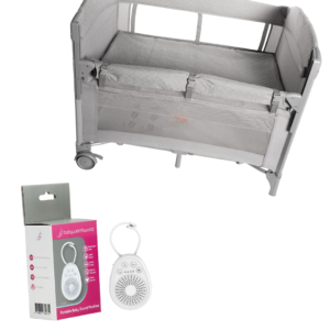 B4032-Camping Cot & Co-sleeper (Light Grey)+ B4046-White Noise Sound Machine
