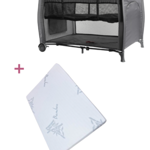 T772 - Standard Camp Cot Dark Grey +B4002 - HD Foam Premium Latex Baby Bamboo Mattress