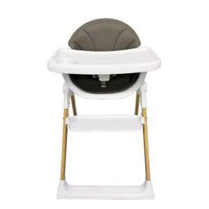 Sleekfold Foldable High Chair with Foot Rest (Grey & Wood Grain)