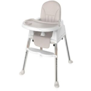 MultiFlex High Chair PVC Leather with Stainless Steel Legs and wheels (Beige) (DEMO)