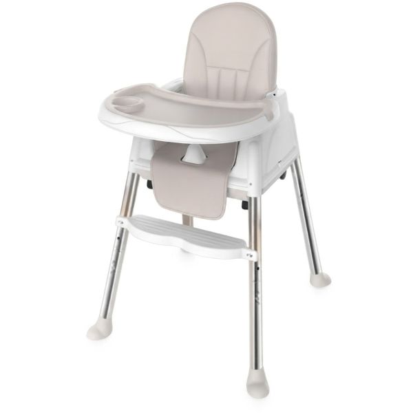 MultiFlex High Chair PVC Leather with Stainless Steel Legs and wheels (Beige)